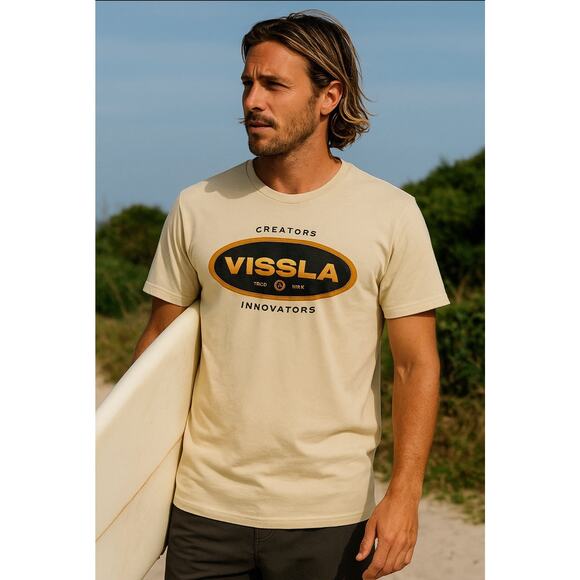 Vissla Vintage Wash Logo T-Shirt Mens Medium Bone Organic Cotton NWT - Picture 9 of 9